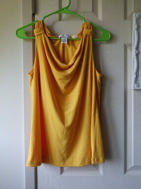 Magaschoni Yellow Draped Neck Sleeveless Top